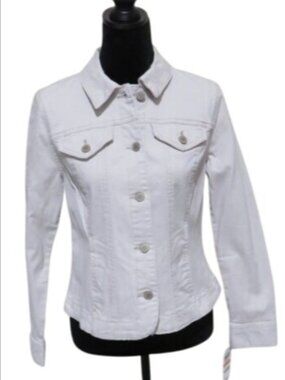 Charters Club Petite Small Jean Jacket light Grey Tan brand new with tags
